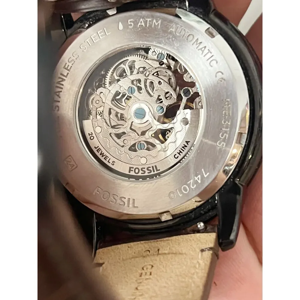 Fossil Men's Townsman ME3155 Automatic Watch, Skeleton Dial